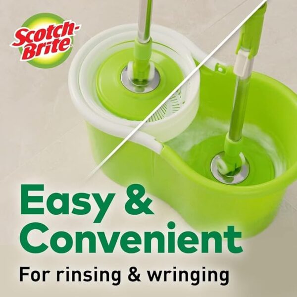 Scotch-Brite 2-in-1 Bucket Spin Mop (Green, 2 Refills), 4 Pcs - Image 2