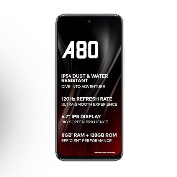 itel A80 | 120Hz Refresh Rate|Punch Hole Display|50MP Super HDR Cam| IP54 Dust & Splash Resistant | 3 Year Fluency | Ring Light Notification | 4GB RAM, 128GB ROM | Glacier White - Image 4