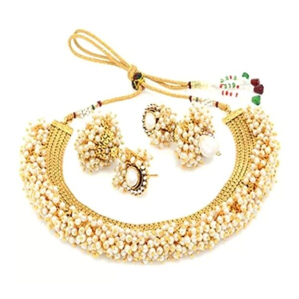 YouBella Jewellery Sets for Women Gold Plated Pearl Wedding Bridal Necklace Jewellery Set with Earrings and Bangles Combo for Girls/Women - Image 2