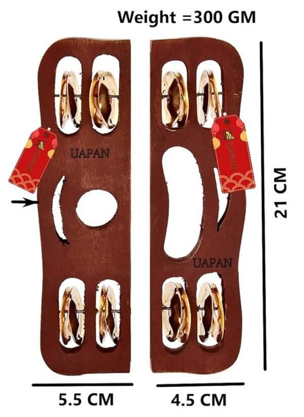 UAPAN wood Narad Muni Kartal for Kirtan I Bhajan Musical Instrument I Pair of 1 - Image 2