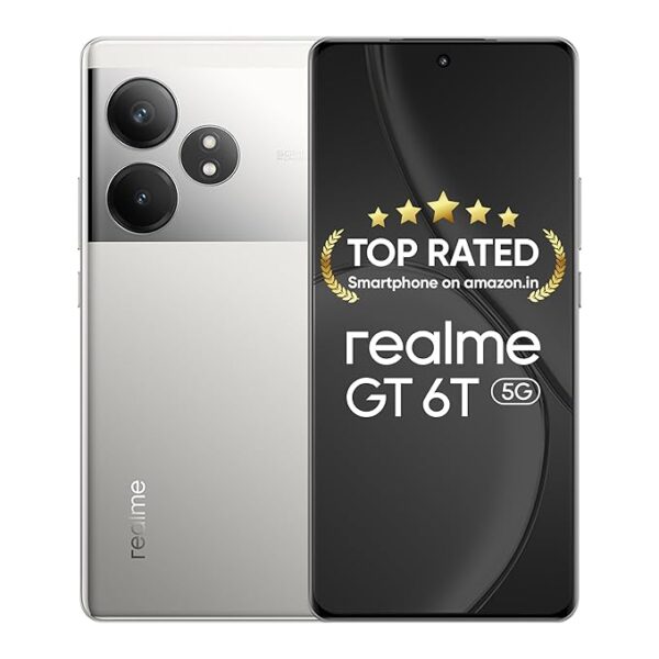 realme GT 6T 5G (Fluid Silver,12GB RAM+256GB Storage) | India's 1st 7+ Gen 3 Flagship Chipset | 1.5M + AnTuTu Score | 5500mAh+120W | The World's Brightest Flagship Display