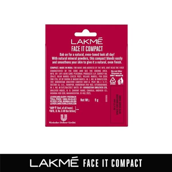 Lakme Nourishing,Smoothening Face It Compact, Coral, 9 G - Image 4