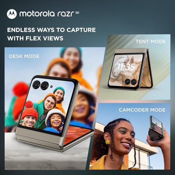Motorola razr 50 (Beach Sand, 8GB RAM, 256GB Storage) | 3.6" External AMOLED Display | 6.9" AMOLED 120Hz Display | 32MP Selfie Camera - Image 3