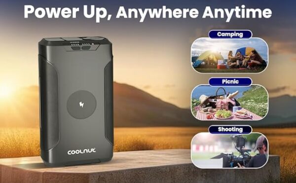 Coolnut Compact Solar Power Station, Power Bank 60000 mAh, 150Watt- 222Wh Capacity & 5 Years Warranty for All Electronic Gadgets & Appliances- Black - Image 6