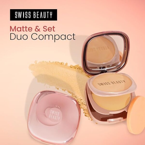 Swiss Beauty Matte & Set Duo Lightweight Compact For All Skin Types| Compact Powder + Translucent Powder | Shade- 02 Beige, 20gm - Image 6