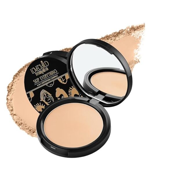 Lovechild Masaba 4-in-1 Mattifying Compact - Perfect Matte Coverage, Moisturizer, Primer & Skin Repair, With Macadamia Oil & Vitamin E, Moody Mama (Light) - 9g