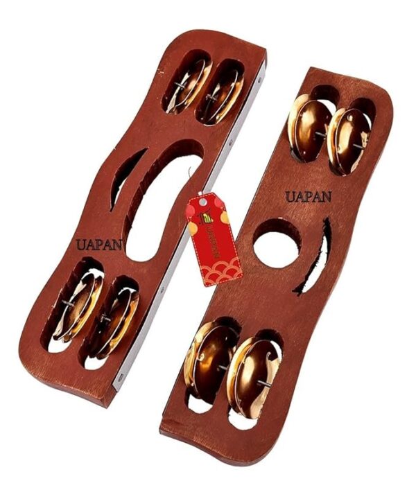 UAPAN wood Narad Muni Kartal for Kirtan I Bhajan Musical Instrument I Pair of 1 - Image 3