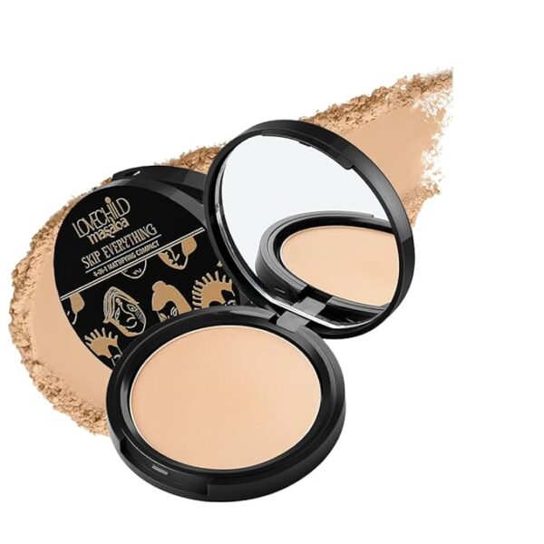 Lovechild Masaba 4-in-1 Mattifying Compact - Perfect Matte Coverage, Moisturizer, Primer & Skin Repair, With Macadamia Oil & Vitamin E, Lonely Lioness (Light) - 9g
