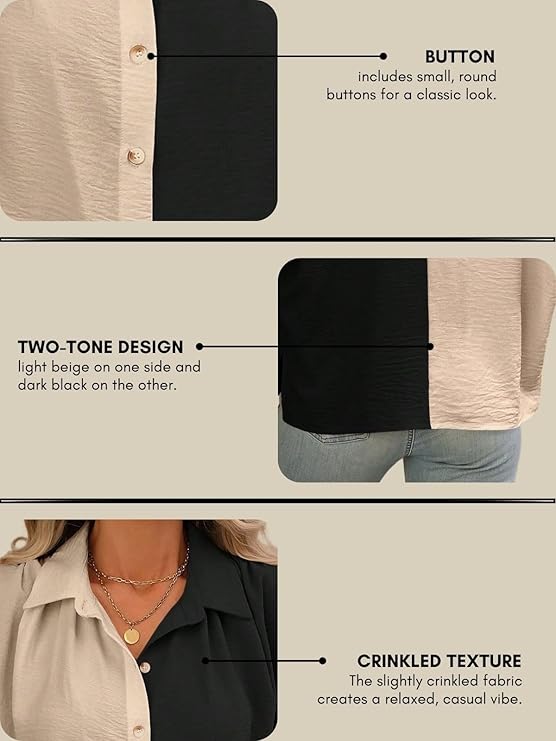 GRECIILOOKS Women's Short Sleeve Button-Down Shirt | Printed Casual Crop Top | Stylish Collared Shirt for Women | Oversized Shirt for Woman - Image 4