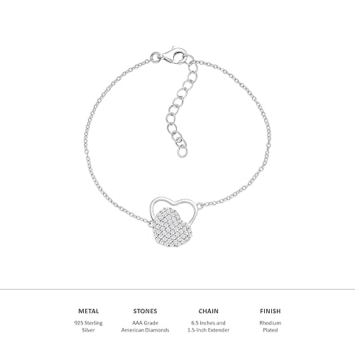 Ornate Jewels 925 Silver American Diamond Dual Love Heart Adjustable Bracelet for Women | Gift for Womens and Girls| With Certificate of Authenticity and 925 Stamp | Life-time Warranty* - Image 5