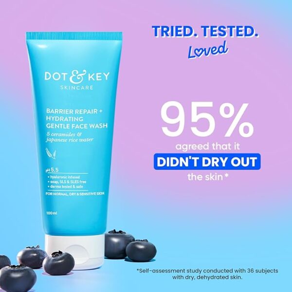 DOT & KEY Barrier Repair + Hydrating Gentle Face Wash With Probiotic | Ceremide Face Wash | For Dry Skin,Normal Skin & Sensitive Skin | Gently Cleanses Skin From Dirt & Oil For Unisex,100Ml - Image 3