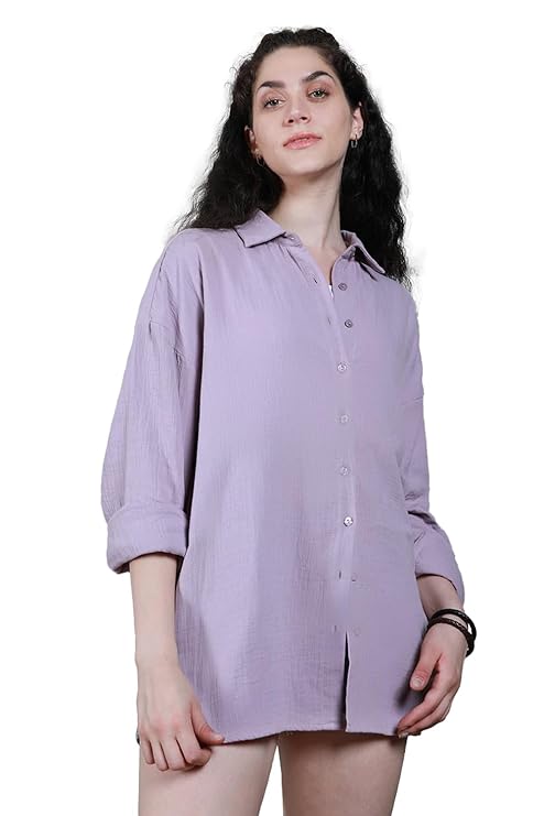 HIGH STAR Women's Solid Regular Fit Shirt