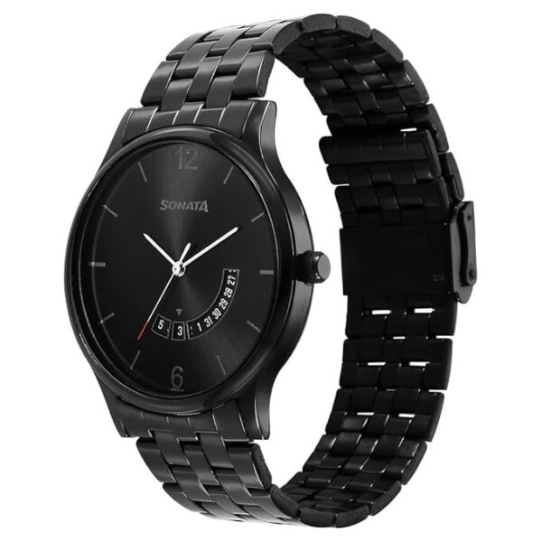 Sonata Quartz Analog with Date Black Dial Watch for Men-NS77105NM01/NT77105NM01 - Image 2