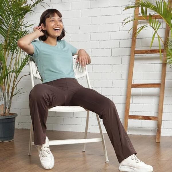 BlissClub Women The Ultimate Straight Pants | Trousers for Women | Straight Fit | Pintuck Design | Polyester - Image 2