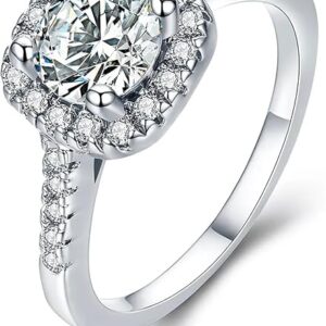 Priyangkrita premium square silver color crystal stone ring for women