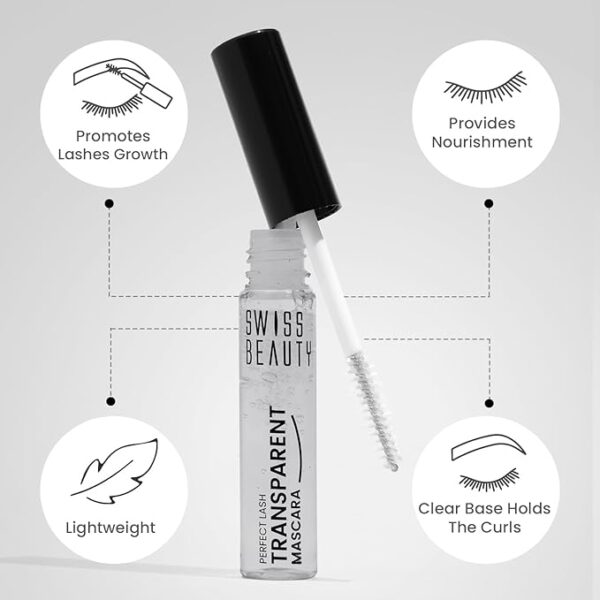 Swiss Beauty Perfect Lash Transparent Volumizing Mascara | Lightweight and Non sticky With Lash Growth Formula| 7ml - Image 4