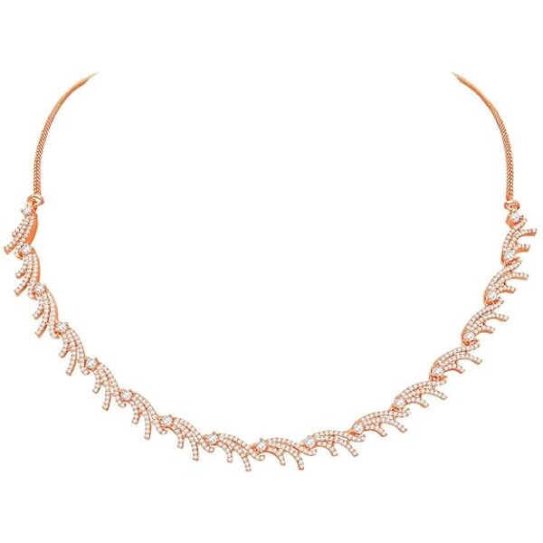 Peora Rose Gold Plated Cubic Zirconia Studded Necklace Drop Earrings Jewellery Set Gift for Women Girls - Image 6