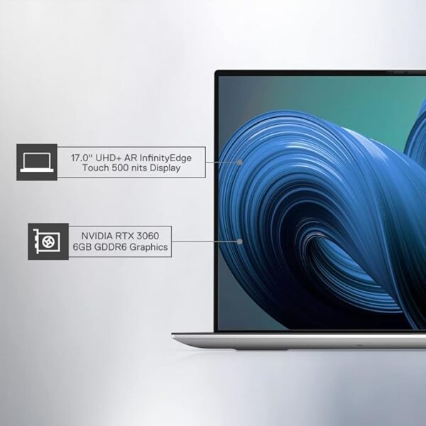 Dell XPS 9720 Laptop,Intel i9-12900HK, 32GB DDR4 & 1TB SSD,Win 11 + MSO'21, NVIDIA RTX 3060 (6GB GDDR6),17.0" (43.9Cms) UHD+ AR Infinity Edge Touch 500 nits,15 Month McAfee, Platinum Silver, 2.42Kgs - Image 4