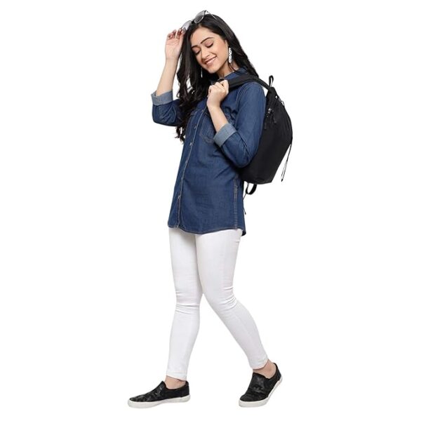 Women Casual Formal officewear Oversized Denim Cotton Long Shirt Tops Dress westrean Tops and Jeans Shirt use in Summer wear for Stylish and Vibrant Look That give You Some treandy Look - Image 4