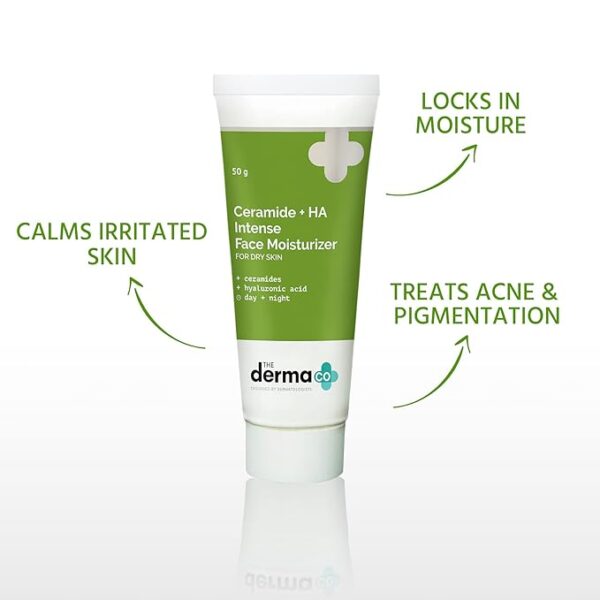 The Derma Co Ceramide + HA Intense Moisturizer Cream With Hyaluronic Acid | For Dry Skin | Repairs Dry & Dull Skin | Locks In Moisture | 50 g - Image 3