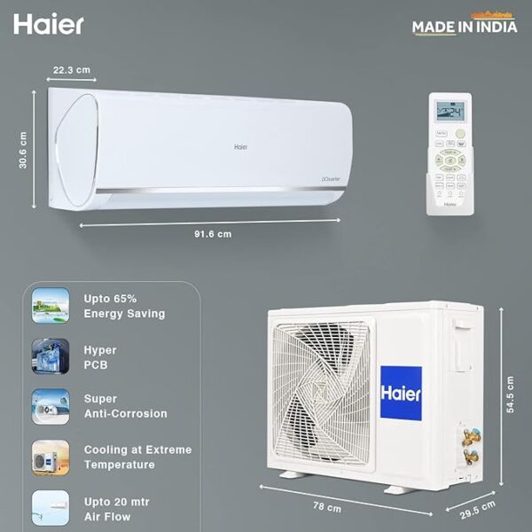 HAIER 3 Star 2 Ton Frost Self Clean Inverter Split Air Conditioner (HAIER AC HS24HD-AOW3BN-INV, IU) - Image 4