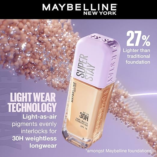 Maybelline New York Super Stay Lumi Matte Liquid Foundation, 30 HR Long Lasting yet Lightweight, 310, 35ml - Image 5