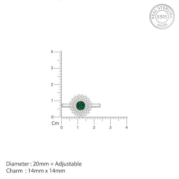 GIVA 925 Silver Zircon Emerald Sunshine Ring, Adjustable | Gifts for Girlfriend, Gifts for Women and Girls | With Certificate of Authenticity and 925 Stamp | 6 Month Warranty* - Image 4
