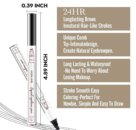 HUDA GIRL Eyebrow Pencil Black - Microblading Eyebrow Pencil for Womens & Girls, Natural & Long-lasting Finish, Smudge Proof Eyebrow Definer Sketch Pen, Eyebrow Filler - Image 4