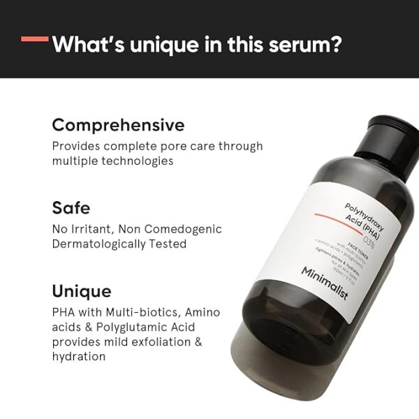 Minimalist Pha 3% Alcohol Free Face Toner, 150 Ml | Pore Tightening & Mild Exfoliation For Oily, Acne Prone, Sensitive & Normal Skin | Hydrating Face Toner For Glowing Skin, Pack of 1 - Image 3