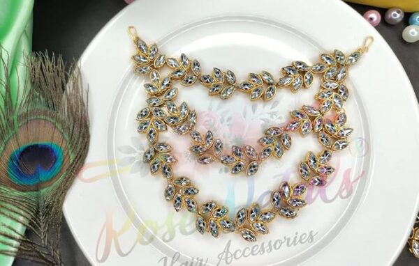 Rose Petals ® Golden Wedding Hair Accessories/Hair Pins/Juda Pins/Chain for Women and Girls - Image 3