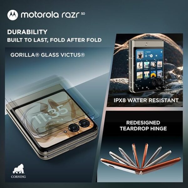 Motorola razr 50 (Beach Sand, 8GB RAM, 256GB Storage) | 3.6" External AMOLED Display | 6.9" AMOLED 120Hz Display | 32MP Selfie Camera - Image 5