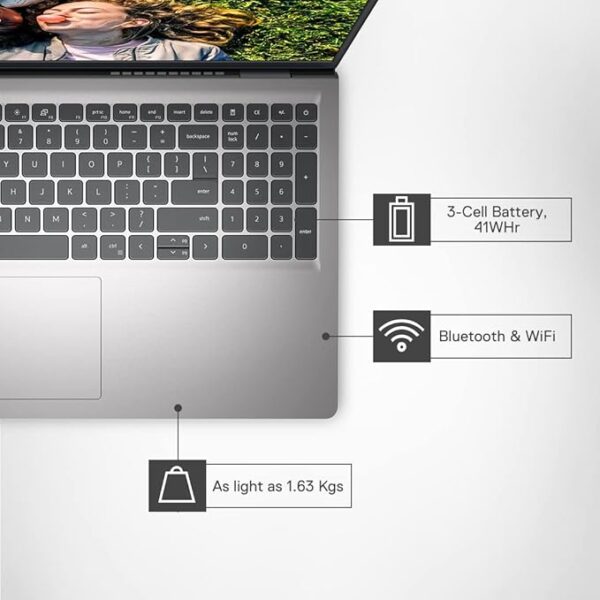 Dell Inspiron 3535 Laptop, AMD 7 Series Ryzen 5-7520U Processor/8GB/512GB/15.6" (39.62cm) FHD WVA AG 120Hz 250 nits Display/Win 11 + MSO'24/15 Month McAfee/Platinum Silver/1.63kg - Image 4