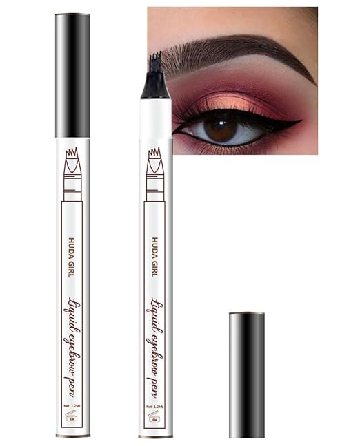 HUDA GIRL Eyebrow Pencil Black - Microblading Eyebrow Pencil for Womens & Girls, Natural & Long-lasting Finish, Smudge Proof Eyebrow Definer Sketch Pen, Eyebrow Filler