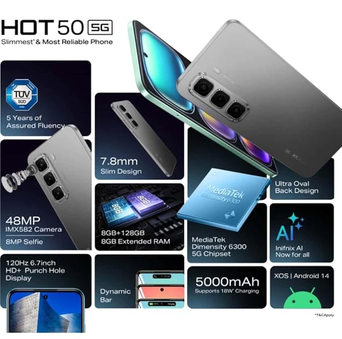 Infinix Hot 50 5G (Sleek Black, 128 GB) (8 GB RAM) - Image 4