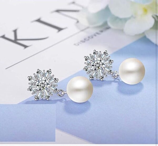 Shining Diva Fashion Latest Stylish Crystal Pearl Earrings for Women and Girls - Image 2