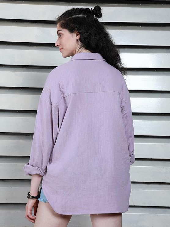 HIGH STAR Women's Solid Regular Fit Shirt - Image 6