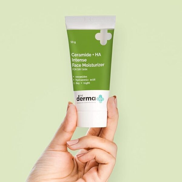 The Derma Co Ceramide + HA Intense Moisturizer Cream With Hyaluronic Acid | For Dry Skin | Repairs Dry & Dull Skin | Locks In Moisture | 50 g - Image 2