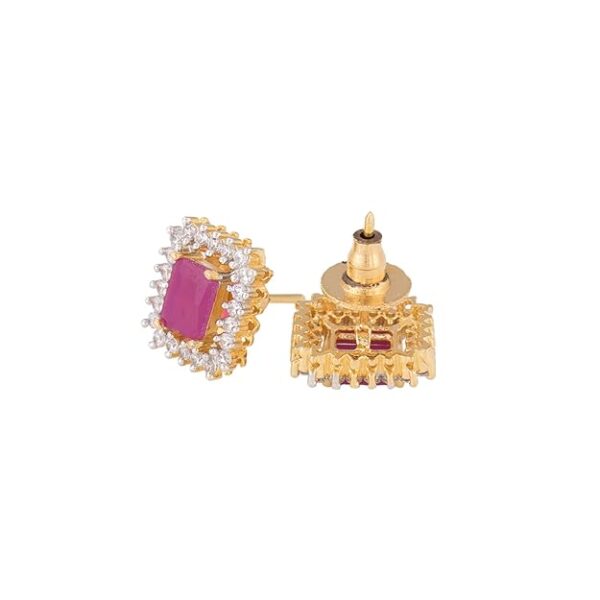 SARAF RS JEWELLERY Mangalsutra For Women With Earring; Red AD Studded Mangal sutra; 18 cm - Image 3