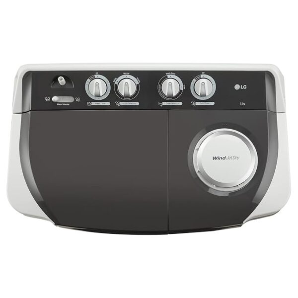 LG 7 Kg 5 Star Wind Jet Dry Semi-Automatic Top Loading Washing Machine (P7020NGAZ, Dark Gray, Rat Away Feature) - Image 6