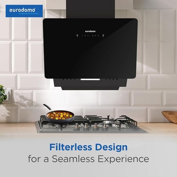 Eurodomo by Faber Grand 60cm 1350m³/hr Slant Autoclean Kitchen Chimney|Filterless with Oil Collector|Dual Suction|Touch/Gesture Control|Warranty by Eurodomo|Made in India|Grand IN HC SC FL BK 60,Black - Image 6