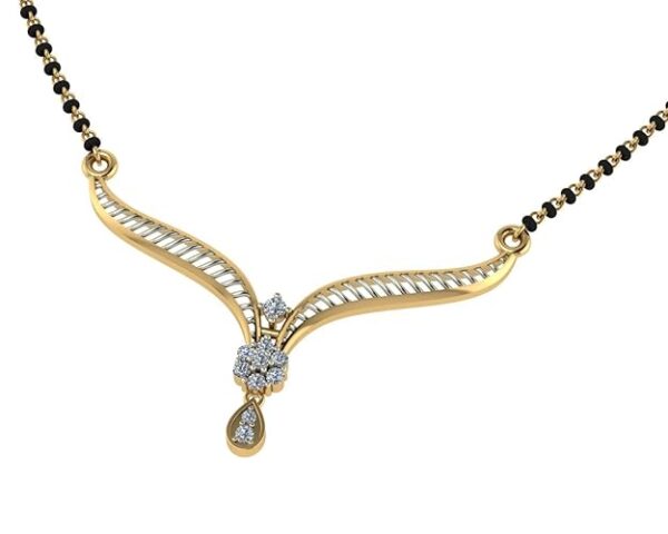 DISHIS 14k/18k BIS Hallmark Two Colour Gold and certified Diamond Mangalsutra for Women - Image 3
