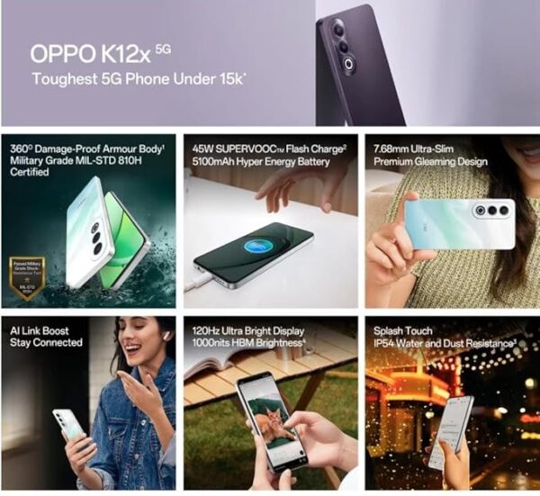 Oppo K12x 5G with 45W SUPERVOOC Charger in-The-Box (Breeze Blue, 128 GB) (6 GB RAM) - Image 6