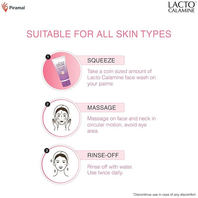 Lacto Calamine Face Wash For Oily Skin |100ml each- Pack of 3 | Kaolin Clay, Niacinamide & Vitamin E | Facewash Reduces Excess Oil, Controls Pimples, Blackheads & Whiteheads |Face wash For Women & Men - Image 3