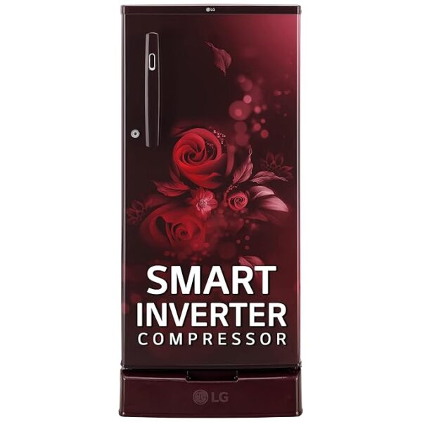 LG 185 L 4 Star Inverter Direct-Cool Single Door Refrigerator (GL-D199OSEY, Scarlet Euphoria, Base stand with drawer)