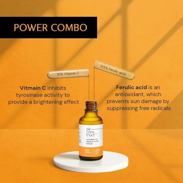 LAKMÉ Vit C Brillance Serum 10% Complex 15aDeconstruct 10% Non-Irritating Vitamin C Face Serum For Glowing Skin|10% Vitamin C + 0.5% Ferulic Acid|Water Based Serum|Highly Stable Vitamin C Face Serum For Women And Men|Beginner Friendly|30 MlMl (Copy) - Image 4