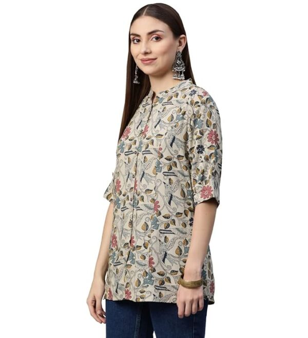 Divena Black Rayon Zigzag Print Top - Image 2
