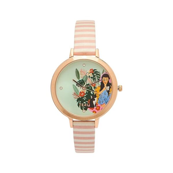 TEAL BY CHUMBAK Round Dial Analog Watch for Women|Early Blossom Collection| Solid Vegan Leather Strap|Gifts for Women/Girls/Ladies |Stylish Fashion Watch for Casual/Work