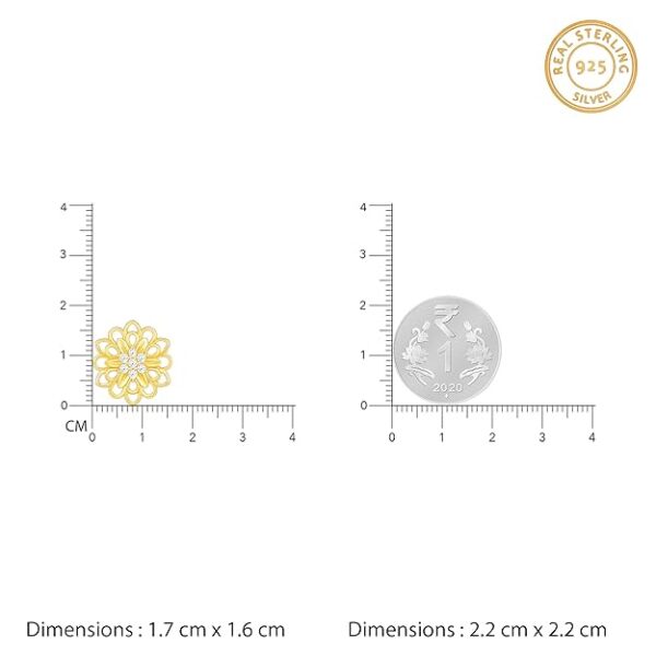 GIVA 925 Silver Anushka Sharma Golden Blooming Flower Stud Earrings | Gifts for Girlfriend, Gifts for Women and Girls | With Certificate of Authenticity and 925 Stamp | 6 Month Warranty - Image 5