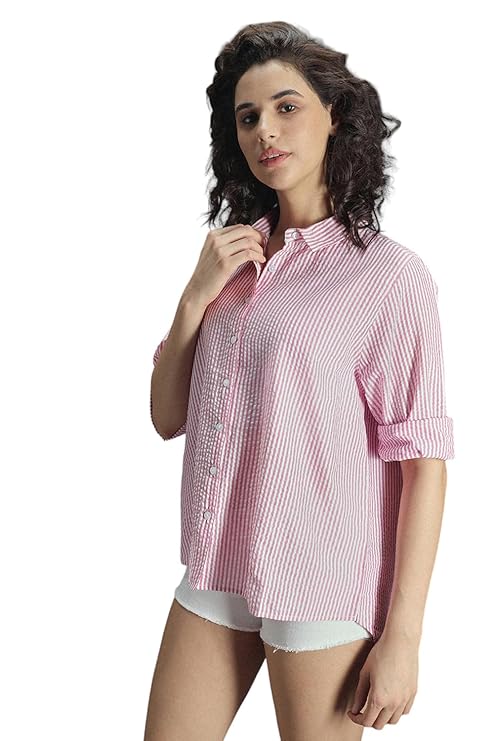 High Star Women's Oversized Fit Shirt (HSWSHS2423_MC2_Multicolor_2