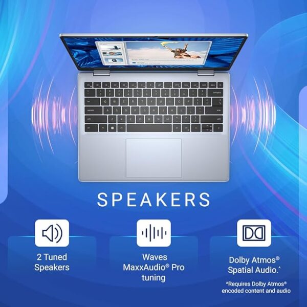 Dell Inspiron 7440 Thin & Light Laptop, Intel Core i7-13620H Processor, 16GB DDR5 + 512GB SSD, 14" (35.52cm) FHD+ 250nits Display, Backlit KB + FPR, Win 11 + MSO'21, 15 Months McAfee, Ice Blue, 1.60kg - Image 3